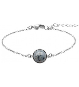 Bracelet acier, cabochon jaspe sésame de 11 mm, ODENA - IG 366