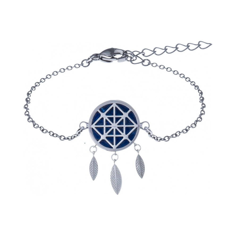 Le Bracelet acier, attrape-rêves, Lapis lazuli de 14 mm, Yola - IG 399