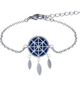 Le Bracelet acier, attrape-rêves, Lapis lazuli de 14 mm, Yola - IG 399