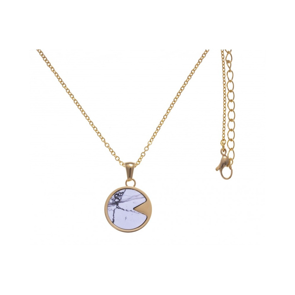 Le Collier acier doré jaune, howlite de 18 mm, Yola - IG 403