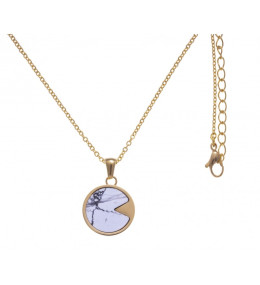 Le Collier acier doré jaune, howlite de 18 mm, Yola - IG 403
