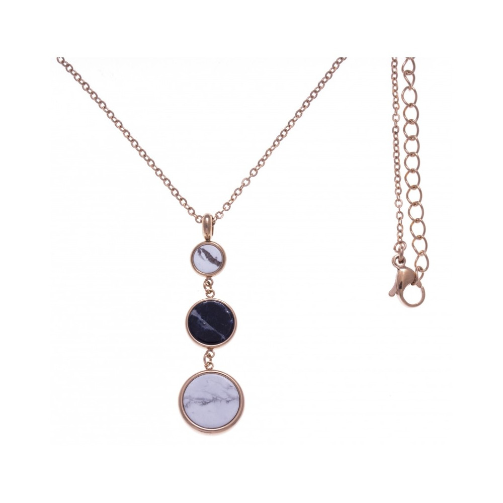 Le Collier en acier rosé, sodalite et howlite blanche, diamètre 14 - 11 - 8 mm, Yola - IG 415