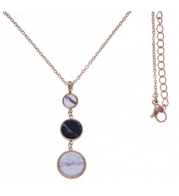 Le Collier en acier rosé, sodalite et howlite blanche, diamètre 14 - 11 - 8 mm, Yola - IG 415