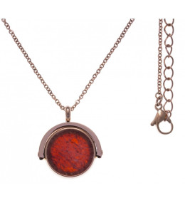 Le Collier en acier rosé, recto/verso, agate rouge - purple MATRIX, diamètre 18 mm, Yola - IG 435