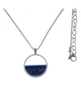Le Collier en acier et lapis lazuli, diamètre 20mm, Yola - IG 446