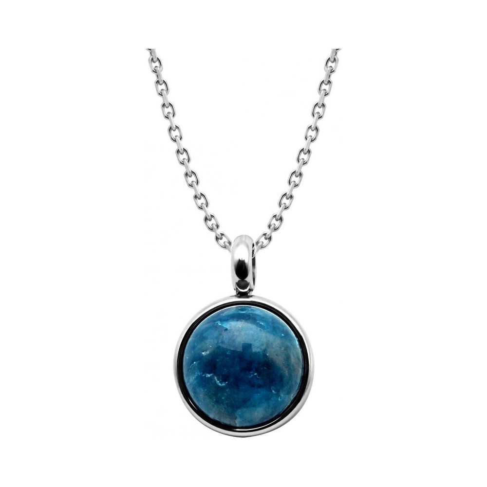 Le Collier en acier, cabochon apatite 14mm, Yola, IG 465 Le Collier en acier, cabochon apatite 14mm, Yola, IG 465