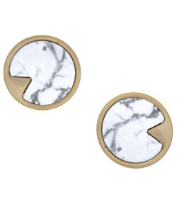 Les Boucles d'oreilles en acier doré, howlite, diamètre 12mm, Yola - IG 503