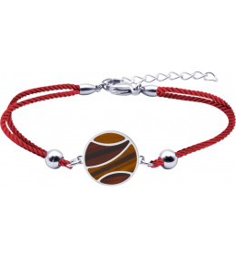 Le Bracelet en acier et coton rouge - oeil de tigre - oeil de taureau - diamètre 12 mm YOLA - IK 377