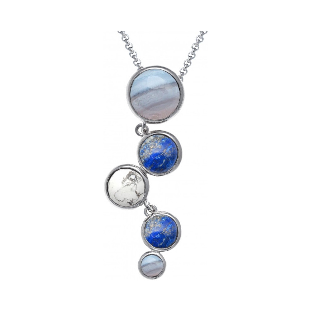 Le Collier en acier, blue lace agate, lapis lazuli, howlite, lapis lazuli, blue lace agate, Yola - IK 470