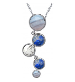 Le Collier en acier, blue lace agate, lapis lazuli, howlite, lapis lazuli, blue lace agate, Yola - IK 470
