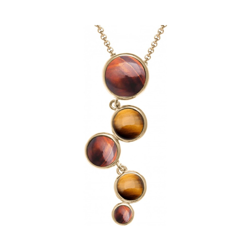 Le Collier en acier, oeil de tigre et oeil de taureau, Yola - IK 475
