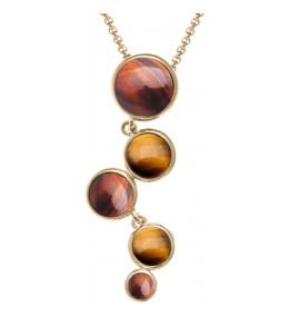 Le Collier en acier, oeil de tigre et oeil de taureau, Yola - IK 475