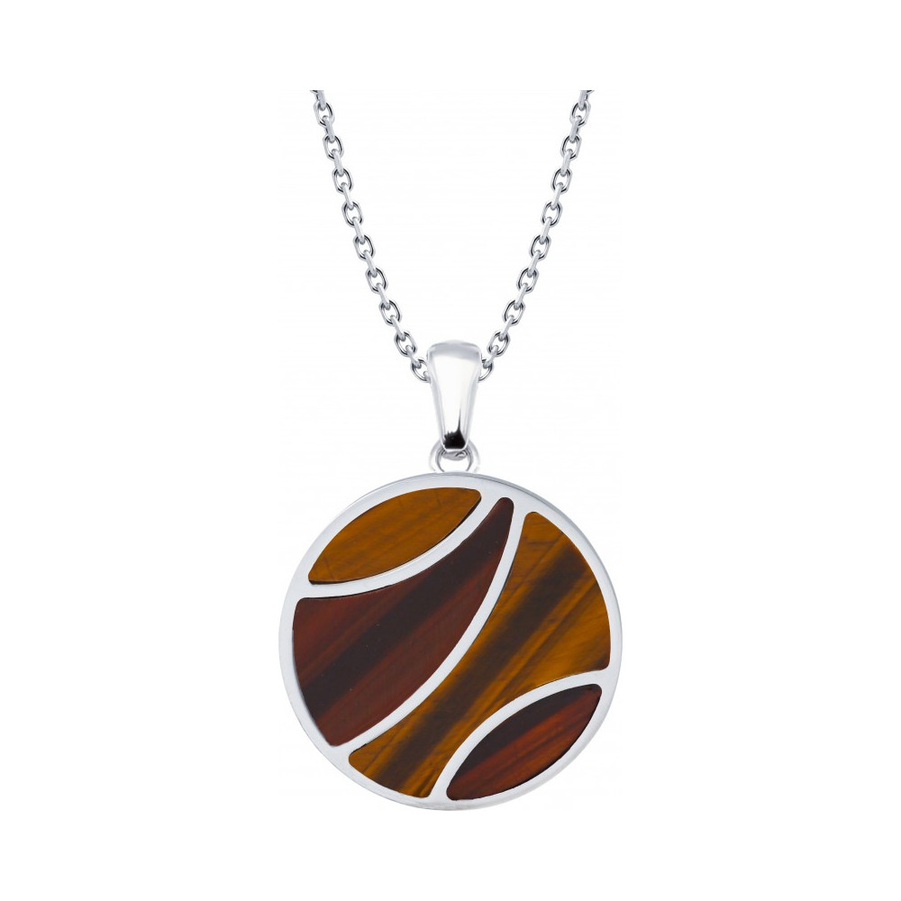 Le Collier en acier, oeil de tigre et oeil de taureau, Yola - IK 477