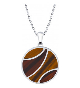 Le Collier en acier, oeil de tigre et oeil de taureau, Yola - IK 477