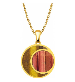 Le Collier en acier, oeil de tigre et oeil de taureau, Yola - IK 483