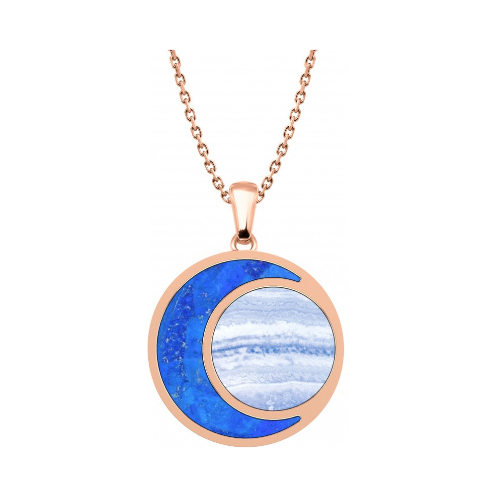 Le Collier en acier, lapis lazuli et blue lace agate, Yola - IK 484 Le Collier en acier, lapis lazuli et blue lace agate, Yola - IK 484