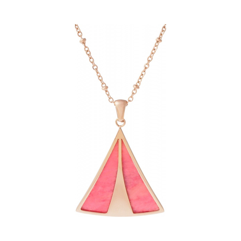 Le Collier en acier, rhodonite, Yola - IK 487