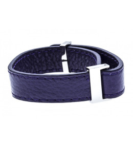 Le Bracelet acier et cuir violet, largeur 1cm, ODENA - IC 012