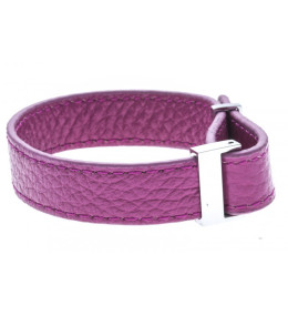 Le Bracelet acier et cuir rose, largeur 1cm, ODENA - IC 013