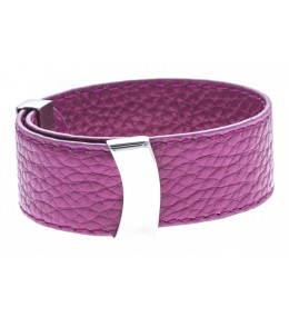 Le Bracelet acier et cuir rose, largeur 2cm, ODENA - IC 017