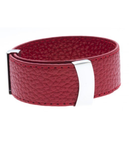 Le Bracelet acier et cuir rouge, largeur 2cm, ODENA - IC 022