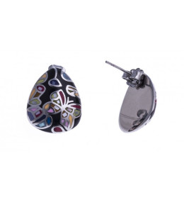 Les Boucles d'oreilles acier, nacre et émail, papillons - ODENA - IC 560