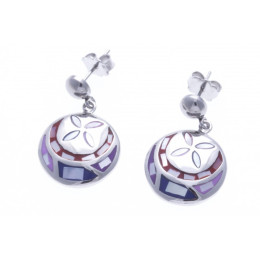 Les Boucles d'oreilles pendantes acier, nacre et émail, ODENA - IC 563