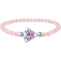Le Bracelet élastique, quartz rose 4 mm, acier, nacre et émail, ODENA - IJ 351