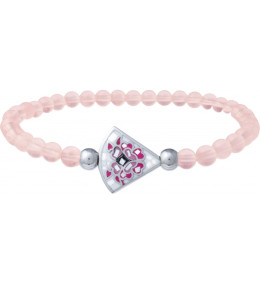 Le Bracelet élastique, quartz rose 4 mm, acier, nacre et émail, ODENA - IJ 351
