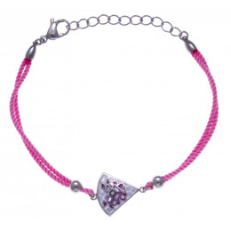 Le Bracelet acier, nacre et émail, coton rose, ODENA - IM 335