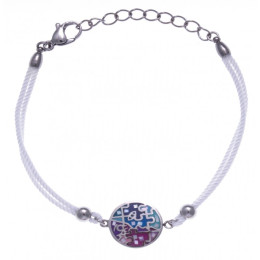 Le Bracelet acier, nacre et émail, coton blanc, ODENA - IM 337