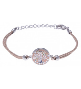 Le Bracelet acier, nacre et émail, coton beige, ODENA - IM 355