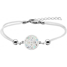 Le Bracelet acier, nacre et émail, coton blanc, ODENA - IM 376