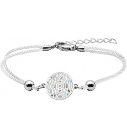 Le Bracelet acier, nacre et émail, coton blanc, ODENA - IM 376