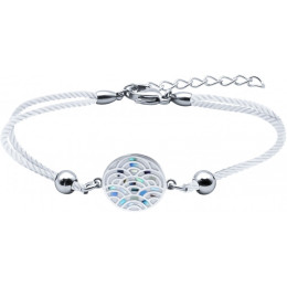 Le Bracelet acier, nacre et émail, coton blanc, ODENA - IM 386