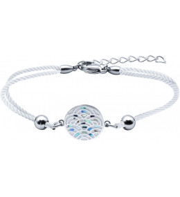 Le Bracelet acier, nacre et émail, coton blanc, ODENA - IM 386