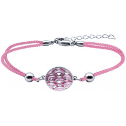 Le Bracelet acier, nacre et émail, coton rose, ODENA - IM 388