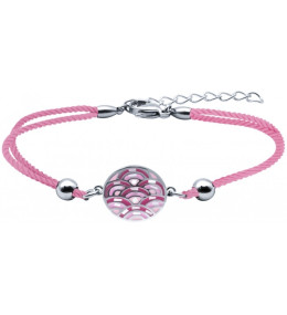 Le Bracelet acier, nacre et émail, coton rose, ODENA - IM 388