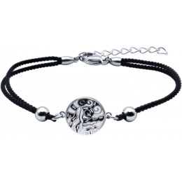 Le Bracelet acier, nacre et émail, coton noir, ODENA - IM 394