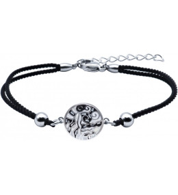 Le Bracelet acier, nacre et émail, coton noir, ODENA - IM 394
