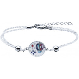 Le Bracelet acier, nacre et émail, coton blanc, ODENA - IM 398