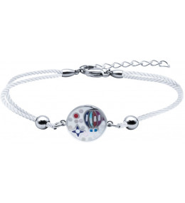 Le Bracelet acier, nacre et émail, coton blanc, ODENA - IM 398