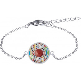 Le Bracelet acier, nacre et émail, cabochon cornaline, ODENA - YO 301