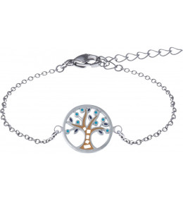 Le Bracelet acier, nacre et émail, arbre de vie, ODENA - YO 304