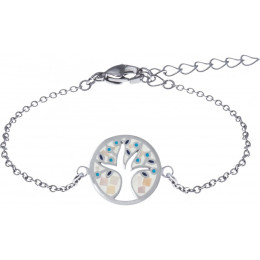 Le Bracelet acier, nacre et émail, arbre de vie, ODENA - YO 305