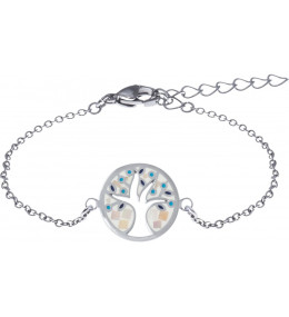 Le Bracelet acier, nacre et émail, arbre de vie, ODENA - YO 305