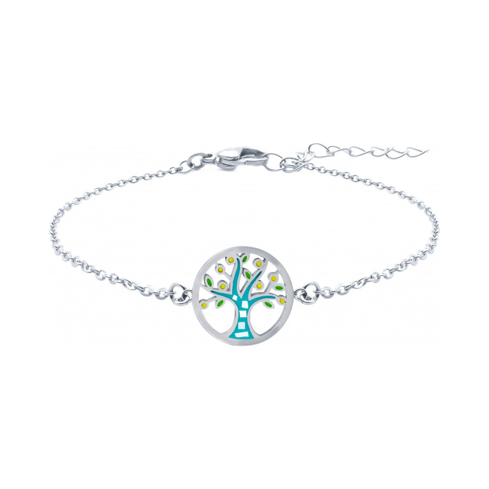 Le Bracelet acier, nacre et émail, arbre de vie, ODENA - YO 310