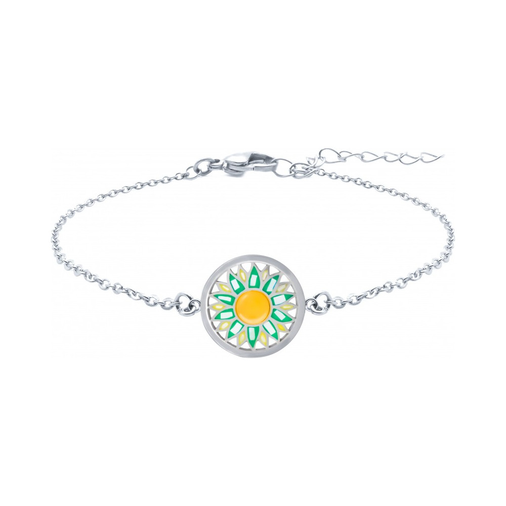 Le Bracelet acier, nacre et émail, cabochon cornaline, ODENA - YO 301