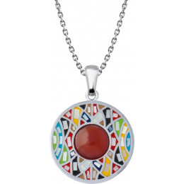 Le Collier acier, nacre et émail, cabochon cornaline, ODENA - YO 401