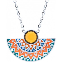 Le Collier acier, nacre et émail, cabochon agate jaune, ODENA - YO 415